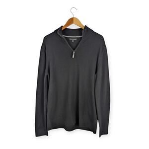 Banana Republic Men's‎ Zephyr Half Zip Black Merino Wool Blend Pullover Sweater
